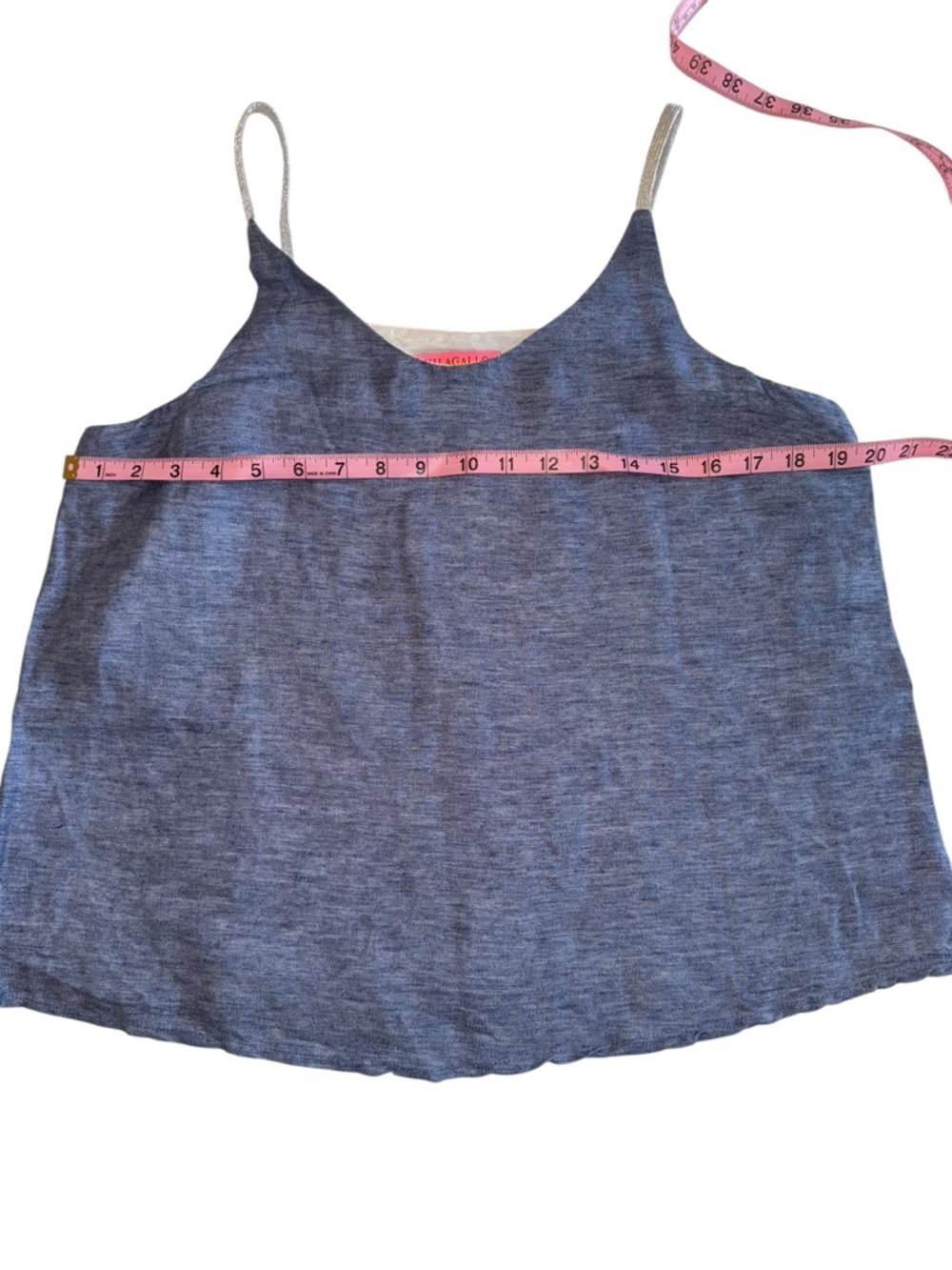 Vilagallo Blue Linen Blend Camisole Tank Metallic Strap Size 42 EU (US M) - Picture 3 of 4